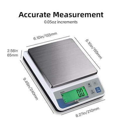 Polit Digital Kitchen Scale KT-66 30lb/13kg｜0.05oz/1g Precision Food Scale with LCD Display｜Battery or Plug-in｜Stainless Steel Top｜Grams, Ounces, Pounds｜5 Units for Baking, Farming & Shipping Scale