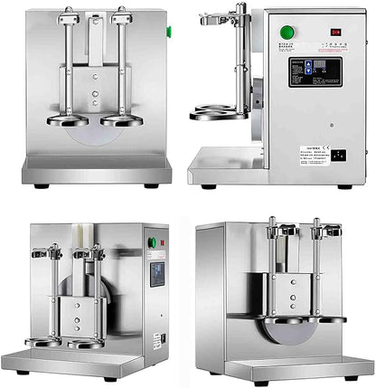 TECHTONGDA Commercial Milk Tea Shaker Machine, Professional Stainless Steel Double Frame Auto Bubble Tea Maker, Milk Making Machine with 2pcs 750ml Stainless Steel and 2pcs 700ml Transparent Cups