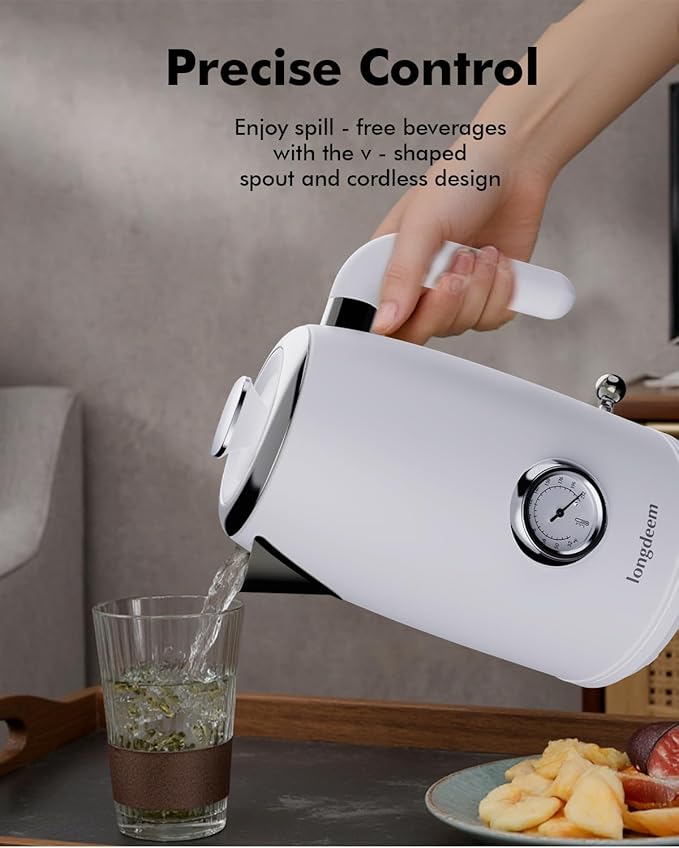 1L Small Electric Kettles Stainless Steel, Portable Travel Mini Hot Water Boiler Heater, Cool Touch Teapot, Auto Shut-Off & Boil-Dry Protection for Cooking, Business Trip and More, White