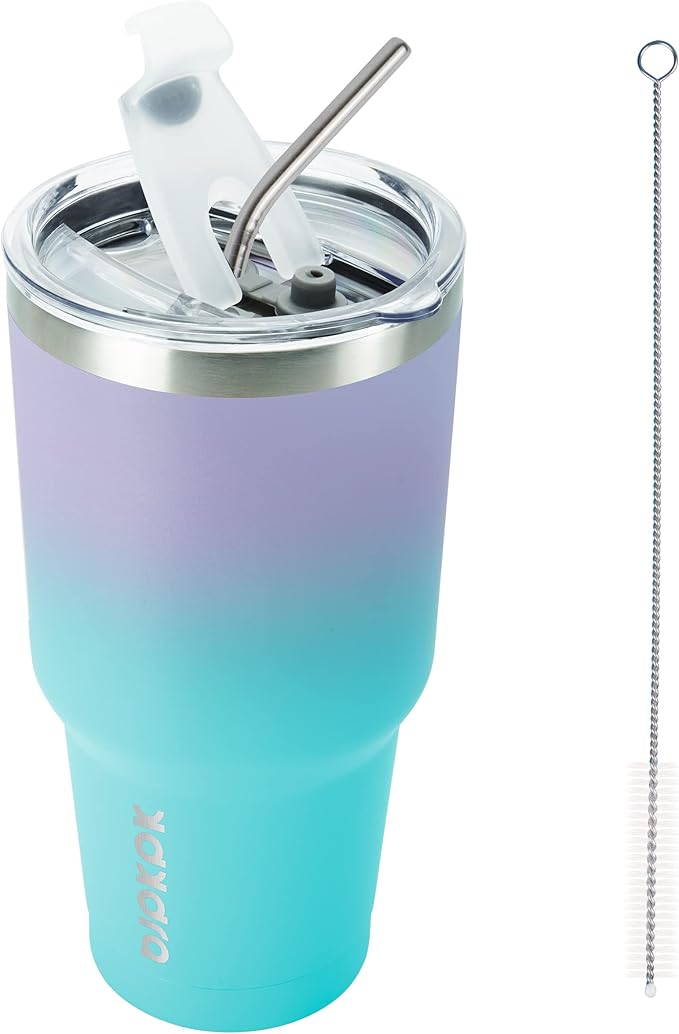 BJPKPK 30oz Tumbler Stainless Steel Double Wall Vacuum Insulated Mug with Straw and Lid for Women and Men,Lavender Green
