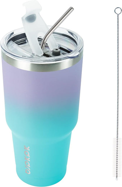 BJPKPK 30oz Tumbler Stainless Steel Double Wall Vacuum Insulated Mug with Straw and Lid for Women and Men,Lavender Green
