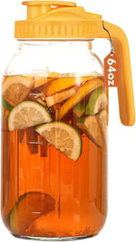 Load image into Gallery viewer, Glass Pitcher with Lid, 64 OZ Mason Jar Pitcher Double Leak Proof, 2 Quart Breast Milk Storage Containers for Fridge, Wide Mouth Glass Jar for Sun Tea, Juice, Cold Brew Coffee