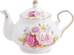 Load image into Gallery viewer, Flower Ceramic Teapot,22oz Porcelain Tea pot for Tea Coffee Milk for Office Home Men Women as Gift (Rose)