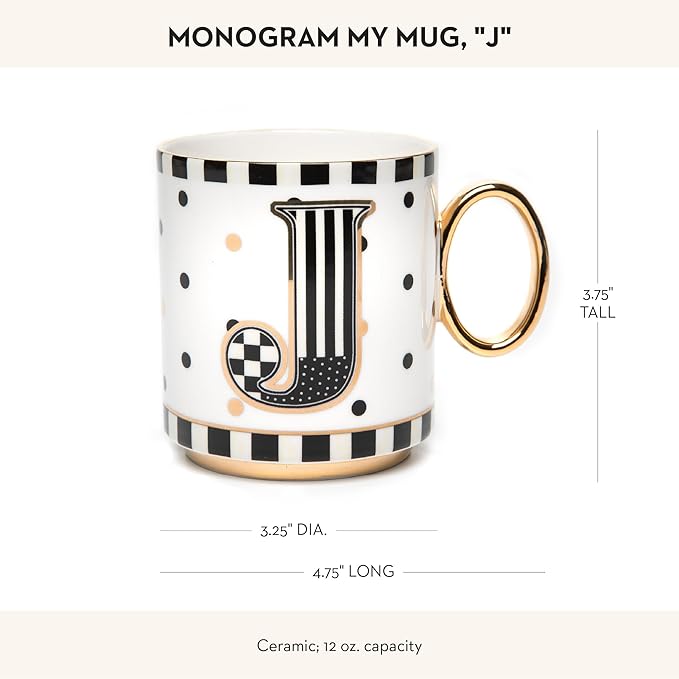 MACKENZIE-CHILDS My Mug, Decorative Ceramic Coffee Mug with Handle, J