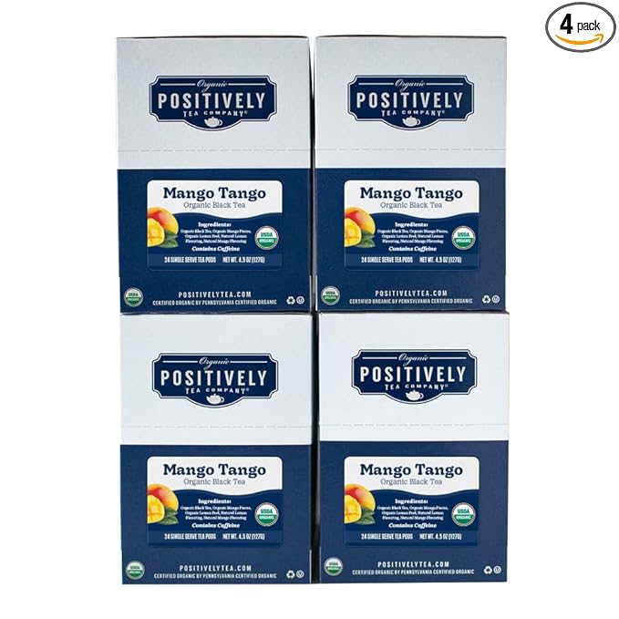 Organic Positively Tea Company, Mango Tango Black Tea, K-Cup Compatible, 96 Pods