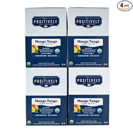 Organic Positively Tea Company, Mango Tango Black Tea, K-Cup Compatible, 96 Pods