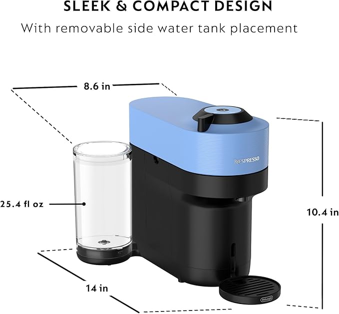Nespresso Vertuo Pop+ Coffee and Espresso Machine by De'Longhi, Pacific Blue