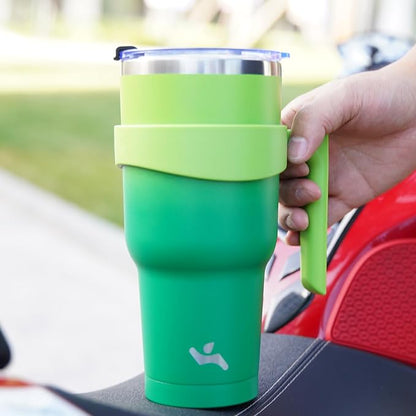 40 oz Tumbler with Handle and 2 Straw 2 Lid, Insulated Water Bottle Stainless Steel Vacuum Cup Reusable Travel Mug,Matcha Green
