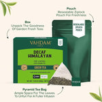 Load image into Gallery viewer, VAHDAM, Decaf Himalayan Green Tea Bags (100 Pyramid Tea Bags) Caffeine Free, Gluten Free | High Grown Decaf Green Tea | Resealable Ziplock Pouch | Pyramid Tea Bags