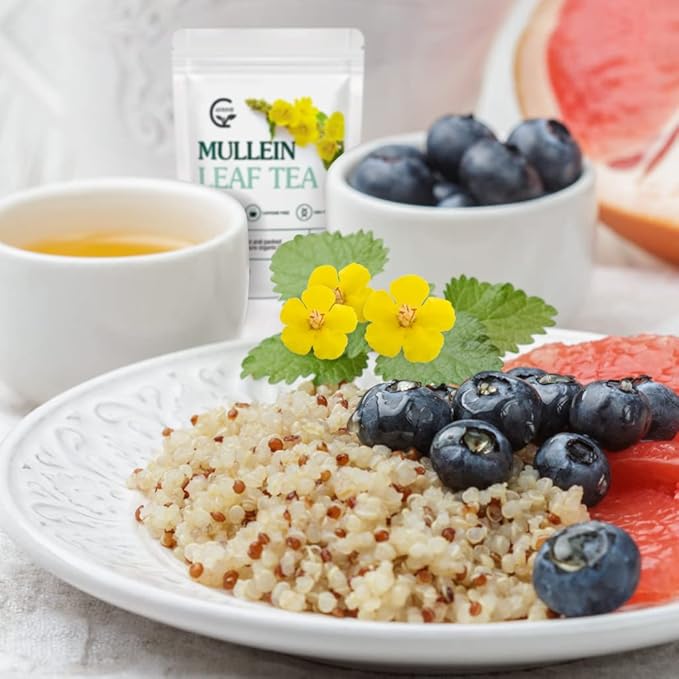 Mullein Leaf Tea Bags - Lungs Cleanse and Respiratory Support, Herbal Teas, Caffeine Free, 40 Tea Bags