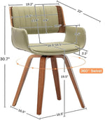 Load image into Gallery viewer, LUNLING Swivel Accent Faux Leather Dining Chairs Set of 4,Mid Century Modern Chairs with Wooden Legs/Armrest/Upholstered Seat/Adjustable Foots for Kitchen Dining Room Desk Chairs,Green