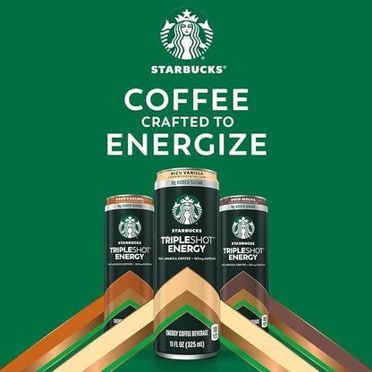 Starbucks Tripleshot Coffee Energy Drink, Bold Mocha, 11 fl oz Cans (12 Pack), Triple Blend, 165mg Caffeine, B Vitamins, Protein, Iced Coffee (Packaging and Formula May Vary)