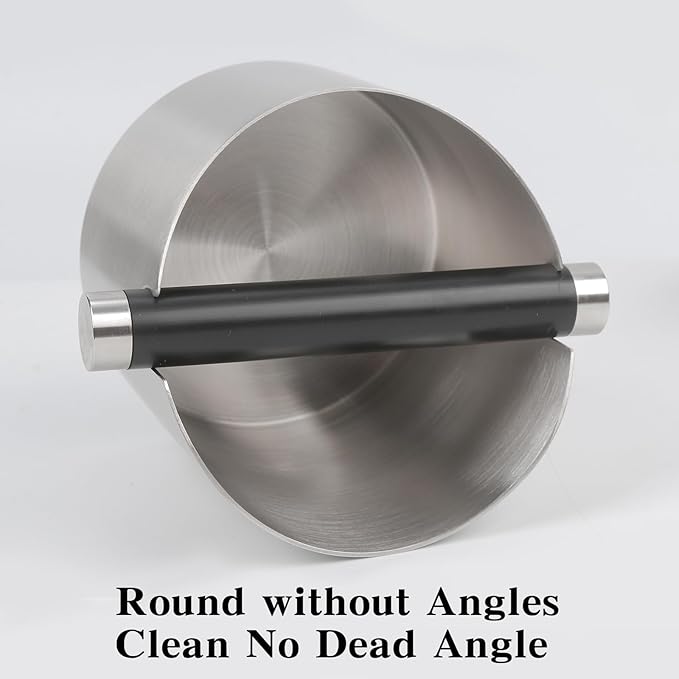 Italian Espresso Tapping Box, Stainless Steel Coffee Grinding Tapping Box, With Detachable Tapping Rod And Anti Slip Rubber Base (Silver-S)