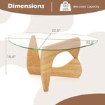 Load image into Gallery viewer, Tangkula Triangle Glass Coffee Table, Mid-Century Modern Center Table with Tempered Glass Top &amp; Adjustable Rubber Wood Base, Small Coffee Table for Small Spaces, Living Room &amp; Reception Room (Natural)