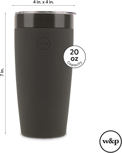 W&P Porter Insulated Tumbler 20 oz | No Metallic Aftertaste Ceramic Coated for Water, Coffee, & Tea | Wide Mouth Vacuum Insulated | Dishwasher Safe, Cream