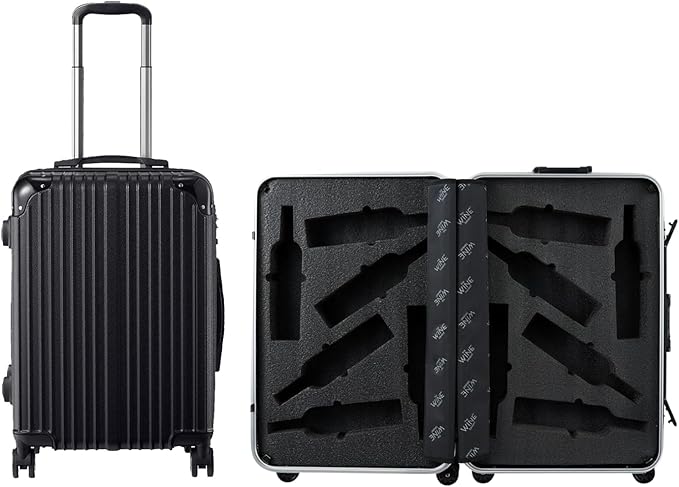 Wine Bottle Suitcase | Holds 12 Standard 750 ML Size Bottles | Universal Airplane Luggage Case, TSA Approved Wheeled Bag For Professionals and Consumers, Gift For Wine Lovers & Connoisseurs (29 IN)