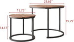 Load image into Gallery viewer, Round Coffee Table Set of 2 for Living Room,Black Small Coffee Table Living Room Table,Nesting Tables Metal Frame/Wood,Sturdy/Easy Assembly,Stacking Side Tables Bedroom,Rustic Brown