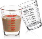 Load image into Gallery viewer, Shot Glasses Measuring Cup Set 2PACK Espresso Shot Glasses Liquid Heavy Glass 26-Incremental Measurement 1 OZ, 2 TBS, 6 TSP, 30 ML Kitchen Tools (RED&amp;Black)
