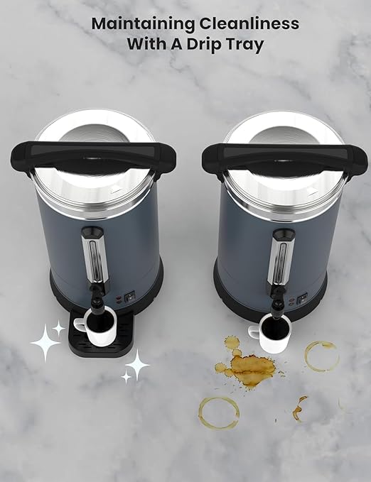 Commercial 100-Cup Stainless Steel Coffee Urn ， 12L/3.2Gal Electric Coffee Maker with Double Wall Insulation ，Hot Beverage Dispenser for Events, Catering & Buffets