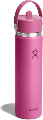 Load image into Gallery viewer, Hydro Flask Water Bottle - Insulated Stainless Steel - Wide Mouth Flex Straw Lid, Non Spill, Leakproof and Refillable in 24 Oz Reef Pink