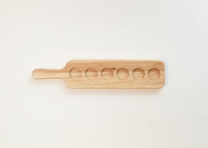 Saludi Colored Shot Glasses, 2oz (Set of 6) Multi-Color Glass with Wood Paddle - Luxury, Durable, Hand-Blown, Cute, Cool, Pink, Christmas, Rainbow, Unique, Tequila