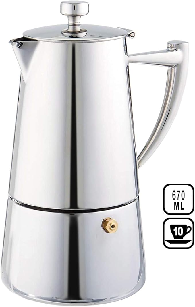 Cuisinox COF-10R Roma 10-Cup Stainless Steel Stovetop Moka Espresso Maker
