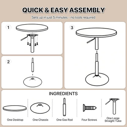 Magshion 31" Round Bar Table Height Adjustable 26"-35" Pub Table with Enlarged Base for Living Room Patio Bistro Café, White