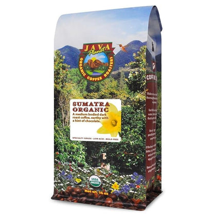Low Acid Organic Coffee – Whole Bean, Mold-Free & Stomach Friendly by Java Planet, Sumatran Single Origin Coffee, Dark Roast, Smooth Full Flavored, 1LB Bag