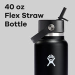 Load image into Gallery viewer, Hydro Flask Water Bottle - Insulated Stainless Steel - Wide Straw Lid, Non Spill, Leakproof in 40 Oz Black