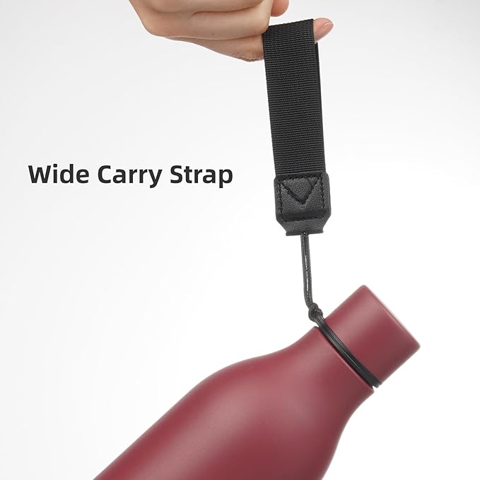 Insulated Water Bottle with Strap,25 oz Double Wall Stainless Steel Vacuum Bottles Metal Water Flask,Brick Red