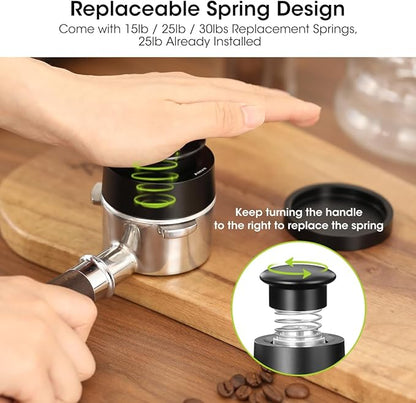 Aieve Espresso Tamper 54mm,Spring Loaded Coffee Tamper with 15lb / 25lb / 30lbs Replacement Springs Fits for 54mm Breville Portafilter