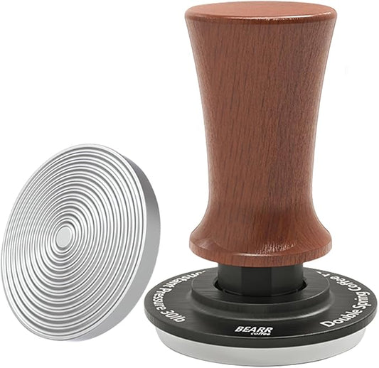 Espresso Coffee Tamper 58.35mm,Ebony Double Spring Coffee Tamper Spring Loaded,100% Stainless Steel Ripple Base,Constant 30lb,Compatible Coffee Machine Accessories (53mm)