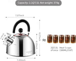 Load image into Gallery viewer, 304 Stainless Steel Whistling Tea Kettle 2.1 Quart/2L, Suitable to Boiling Water &amp; Tea on Induction Stove, Gas Stove Top