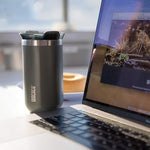 Load image into Gallery viewer, WACACO Octaroma Lungo Vacuum Insulated Coffee Mug, Double-wall Stainless Steel Travel Tumbler With Drinking Lid, 10 fl oz(300ml)， Dim Grey