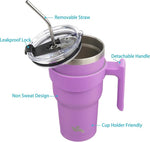 Load image into Gallery viewer, 30 oz Tumbler with Handle and 2 Straw 2 Lid, Insulated Water Bottle Stainless Steel Vacuum Cup Reusable Travel Mug,Lavender