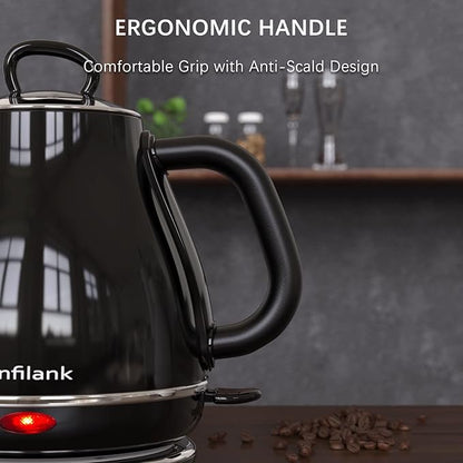 Electric Gooseneck Kettle, 1L 1500W Fast Boil, 100% Stainless Steel BPA Free Pour-Over Coffee & Tea Kettle, Water Boiler with Auto Shut & Boil-Dry Protection, Black