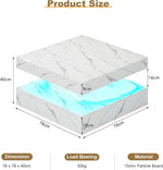 Load image into Gallery viewer, White Marble LED Coffee Table for Living Room, Living Room Table 2-Tier Square Middle Center Table, Modern Coffee Tables with Storage, Contemporary Wood Tea Tables for Dining Reception