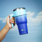 Load image into Gallery viewer, 40 oz Tumbler with Handle and 2 Straw 2 Lid, Insulated Water Bottle Stainless Steel Vacuum Cup Reusable Travel Mug,Sky