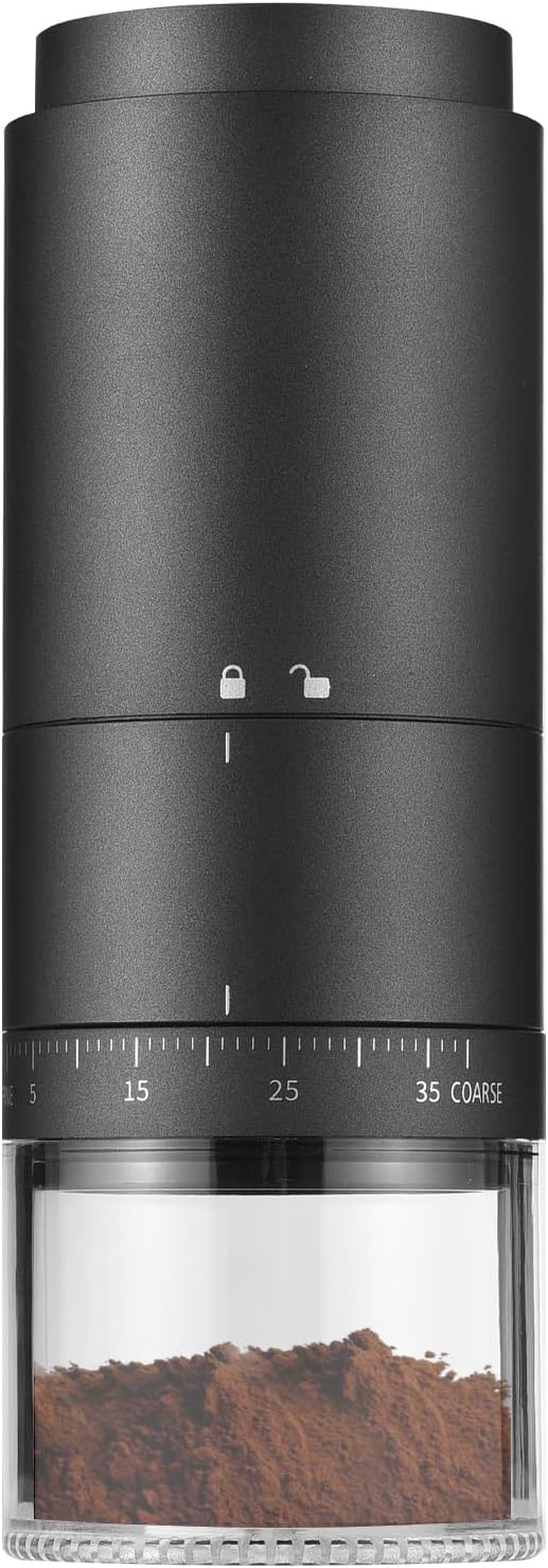 Irishom Coffee Bean Grinder with 38 Grinding Setting, Digital Power Display, 5-blades Ceramic Conical Burr, One Button Start and Auto Stop, Handheld Electric Espresso Grinding Machine