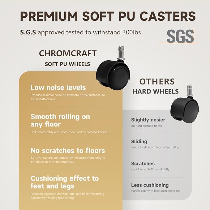 Chromcraft Set of 1 Chairs, Chairs with Soft Wheels for Kitchen Room