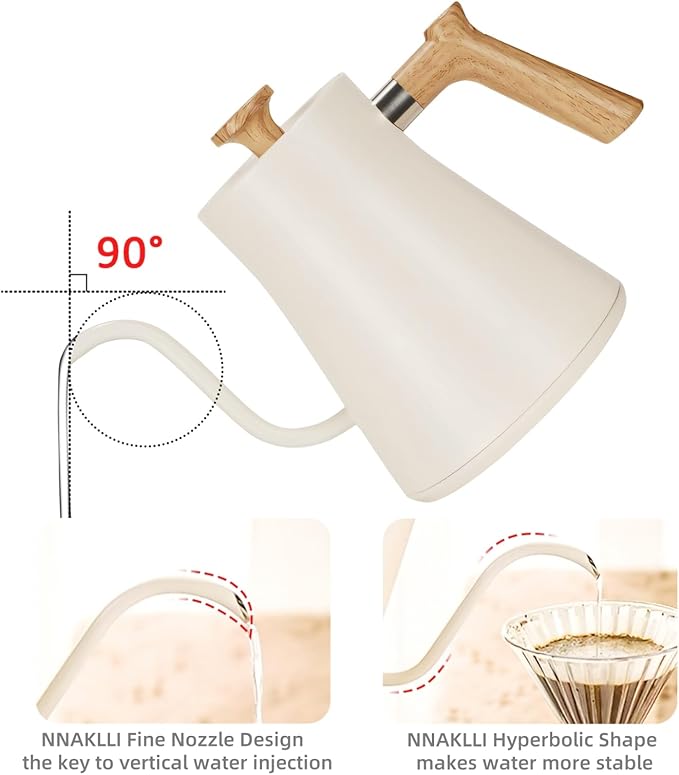 Smart Digital Electric Kettle with Variable Temperature Control, Stainless Steel Inner, 1200W Quick Heating Gooseneck Electric Kettles, Stylish Matte Finish for Coffee & Hot Beverages, 0.9L (Beige)