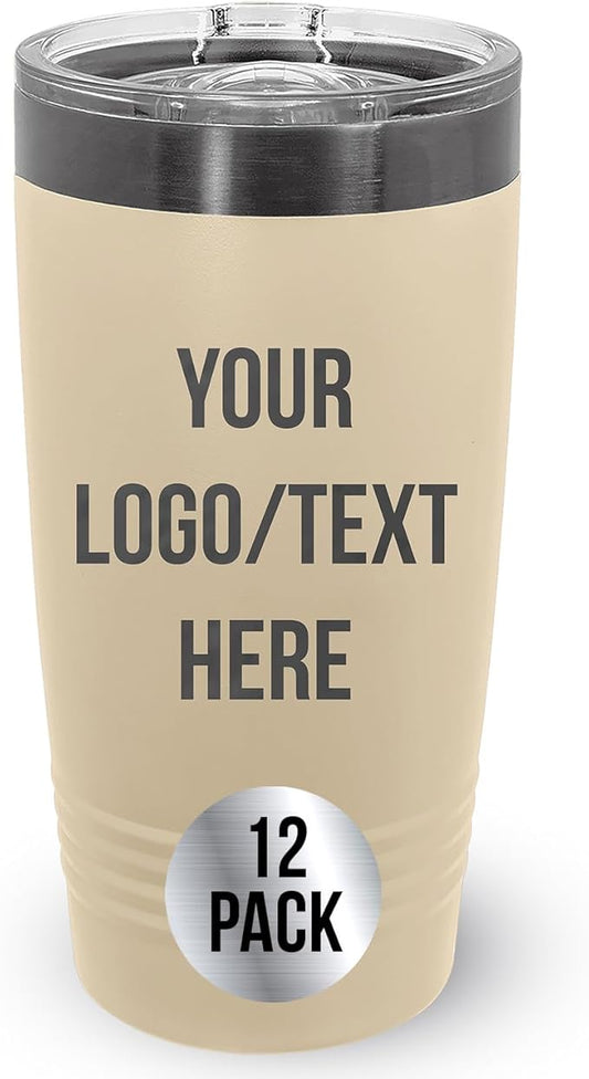 Stainless Steel Tumbler Personalized-Custom Engraved (Latte, 12 Count (Pack of One))