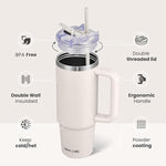 Load image into Gallery viewer, 30 oz Tumbler with Handle, Tumbler with Lid and Straw, Double Wall Vacuum Insulated Travel Mug Stainless Steel Tumbler for Hot and Cold, Cupholder Friendly (Almond Birch)