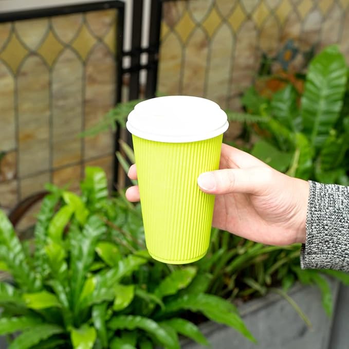 Restaurantware 12 Ounce Double Wall Disposable Coffee Cups, 500 Insulated Green Paper Tumblers with Rolled Rim Design, Lids Sold Separately for Hot Drinks like Tea, Hot Chocolate and More