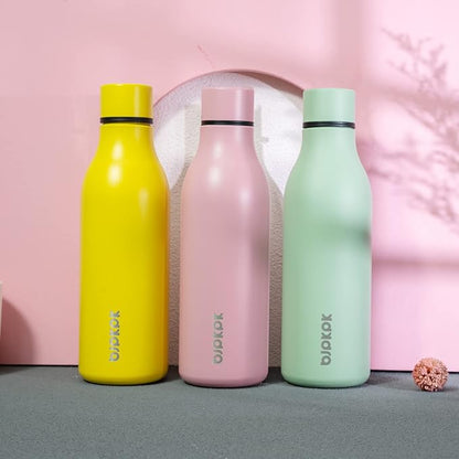 BJPKPK Insulated Water Bottles, 18 oz Stainless Steel Metal Water Bottle with Strap, BPA Free Leak Proof Jugs, Mugs, Flasks, Reusable Thermal Flasks for Sports & Travel, Yellow