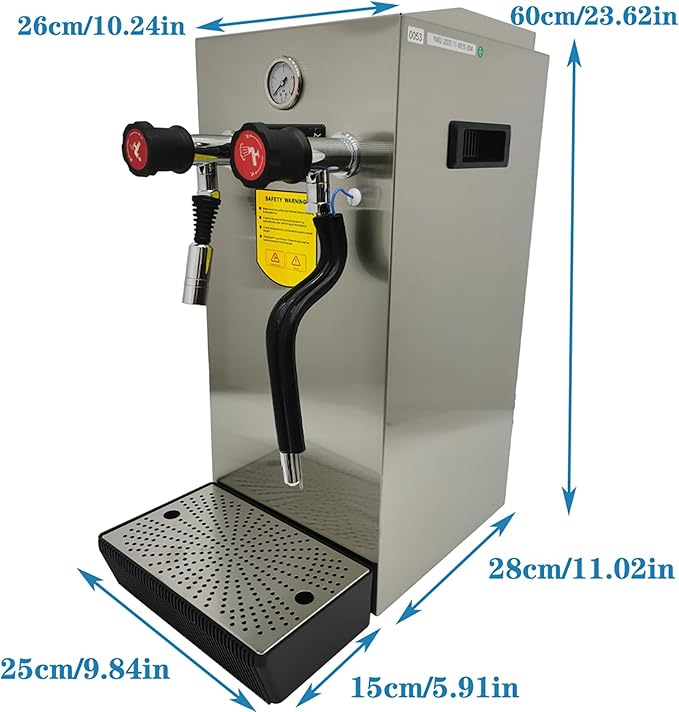 220V Stainless Steel Commercial Steam Boiling Water Frothing Machine 12L Milk Frother Electric Milk Foam Maker 2000W