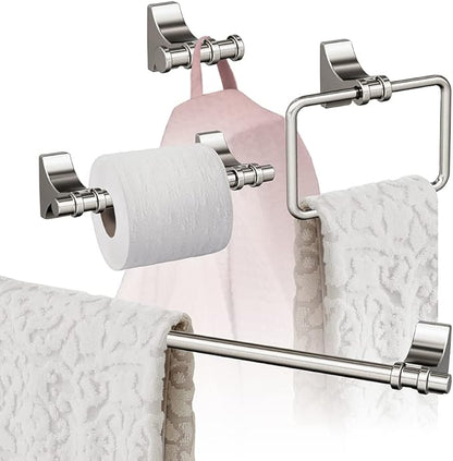 Amerock | Brushed Nickel | Davenport |Towel Bar | 24 inch (610 mm) | 4 Piece | Bathroom Accessories Set