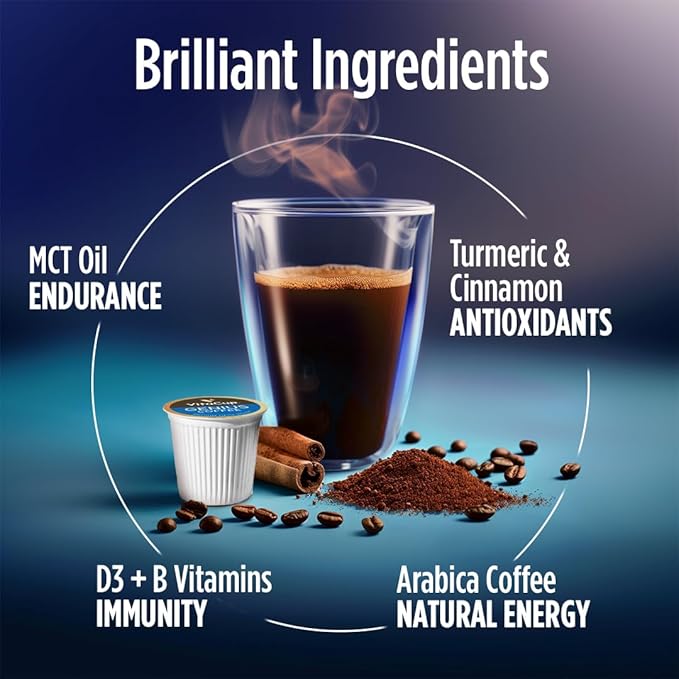 VitaCup Decaf Genius Keto Coffee Pods with MCT Oil, Turmeric and B Vitamins for Focus in Recyclable Single Serve Pod Compatible with K-Cup Brewers Including Keurig 2.0, 16 Ct