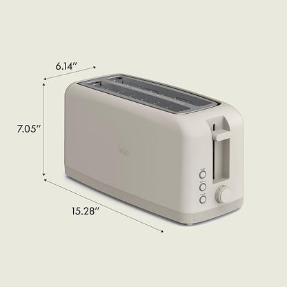 bella 4 Slice Slim Toaster, Fits-anywhere™ Kitchenware, 6 Setting Shade Control with Reheat & Cancel Buttons, Fits Sourdough, 10” Long Slot, Anti Jam & Auto Shutoff, 900 Watt, Oatmilk
