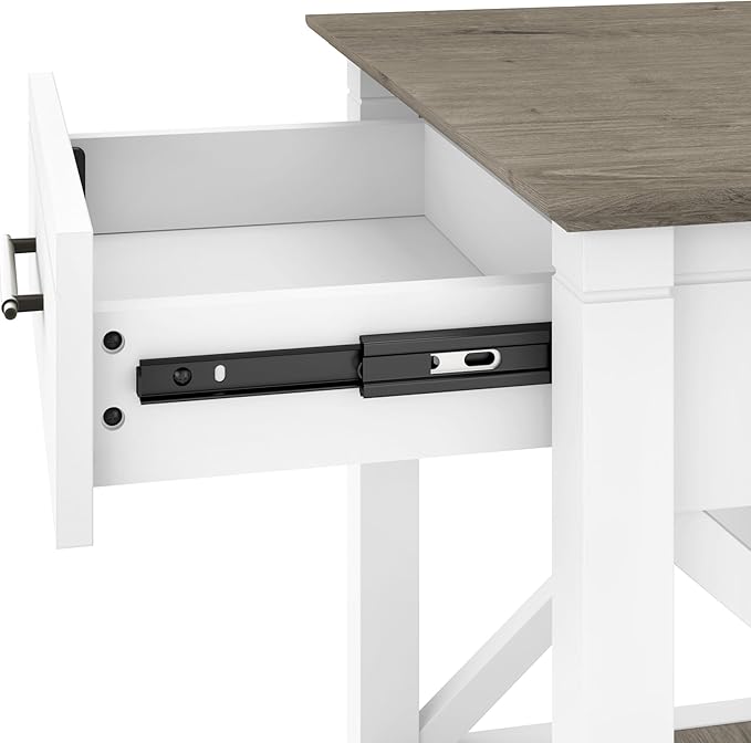 Bush Furniture Key West Coffee Table with Storage in Pure White and Shiplap Gray